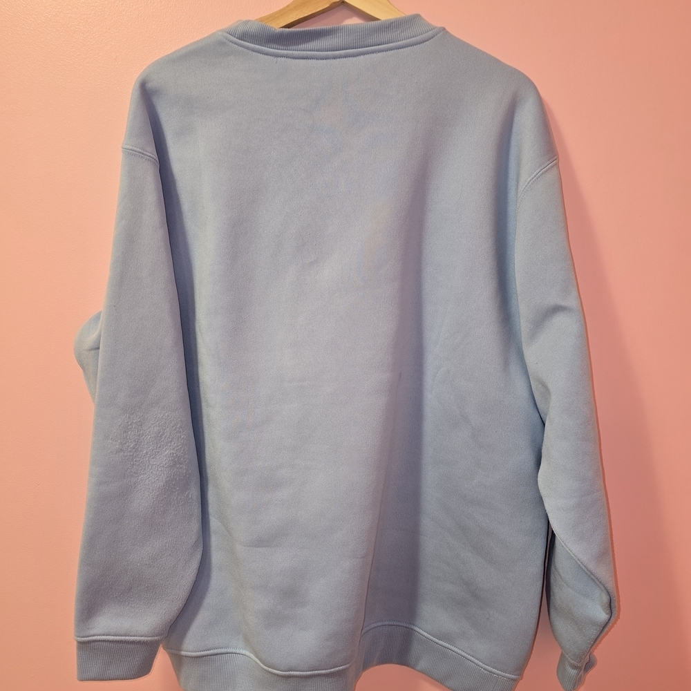 Hello Kitty "HAPPY THOUGHTS" Light Blue Crew Neck Sweater Size Large - Picture 6 of 7